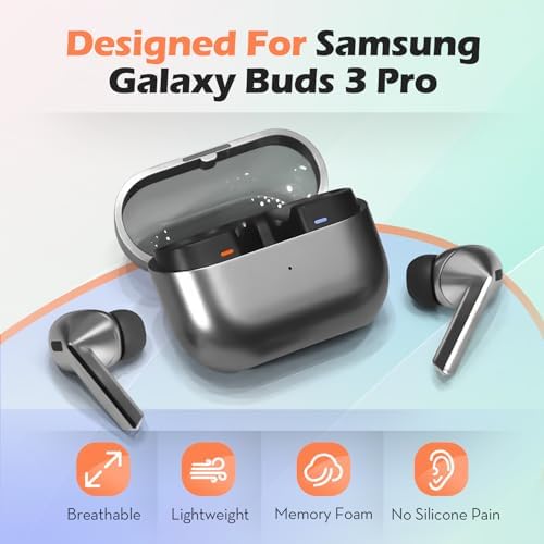 Transform Your Listening Journey: Premium Memory Foam Ear Tips for Samsung Galaxy Buds 3 Pro – Ergonomic Anti-Slip Design with Protective Dust Mesh for Enhanced Noise Isolation, 3 Pairs (XL, Black) – Tailored Comfort and Perfect Fit for Effortless Charging Case Storage