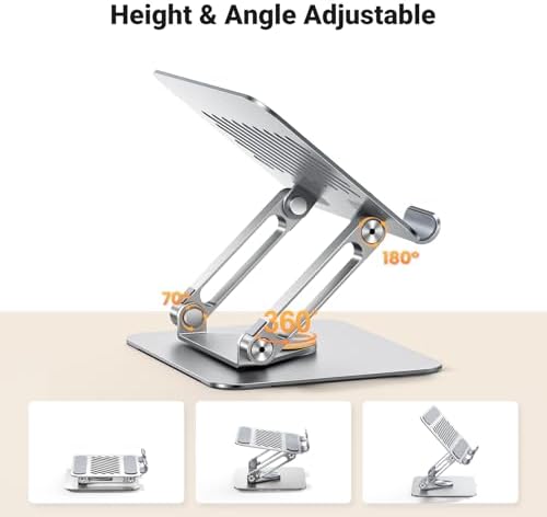 UGREEN 360° Rotating Aluminum Tablet Stand – Adjustable Dual Rod Holder for Enhanced Support and Stability – Ideal for i Pad Pro, Air, Mini, and E-Readers – Perfect for Home and Office Use – Sleek, Portable Desk Accessory for Effortless Viewing and Productivity