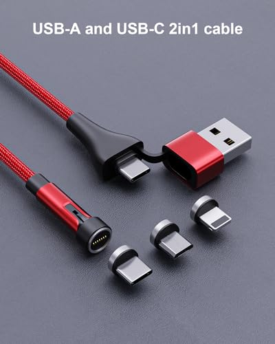 NETDOT 6 in 1 Gen12 Magnetic Phone Charger – 18 W Fast Charging Cable Set, 6.6 ft Length for USB-C, Micro-USB & i-Products, Enhanced Durability & Compatibility, Ideal for Travel & Everyday Use – 3 Pack for Ultimate Convenience