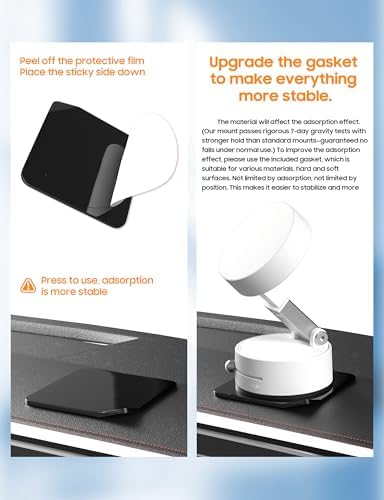 Vacuum Magnetic Phone Holder for Car – [ 360° Rotation & Foldable] Strong Suction Vacuum Magnetic Cell Phone Holder Stand, Height Adjustable Magnetic Phone Mount, For iPhone/All Phones (Any Surface) – Enhanced Compatibility and Speed