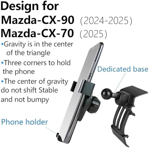 Mazda CX-90 and CX-70 2024-2025 Car Phone Holder – Premium Smartphone Mount with 360-Degree Rotation for Safe Navigation – Sleek Interior Accessory for Hands-Free Driving and Easy Installation