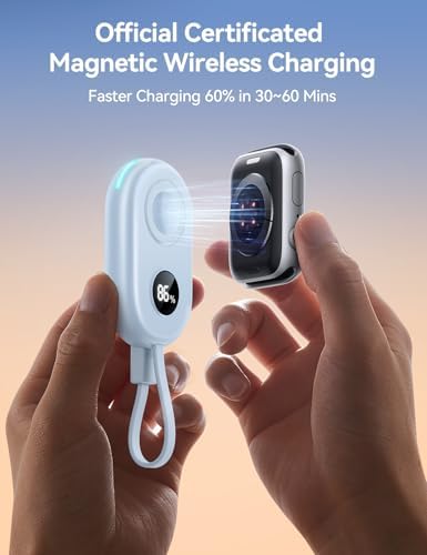 JOYROOM 2500 m Ah Magnetic Power Bank for Apple Watch – Ultra-Compact Travel Charger with Fast Charging for Series 9/8/7/6/SE/5/4/3/2/Nike/Ultra/Ultra 2 – Perfect On-the-Go Solution for Active Users and Adventurers