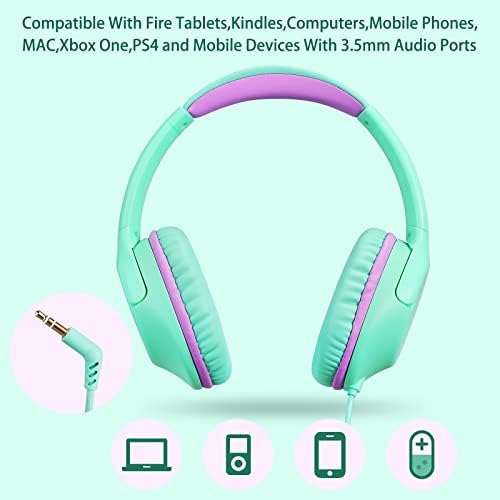 Volume-Limited Over-Ear Kids Headphones – Safe 94 d B Design for Ear Protection – Ultra-Lightweight & Foldable – Perfect for School, Gaming, and Daily Adventures – Trendy Blue Color Compatible with Tablets, PCs, and Smartphones