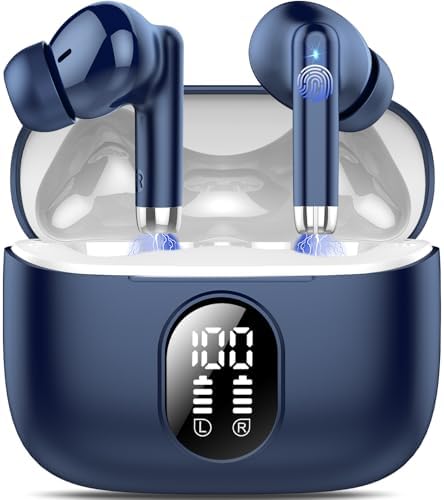 2025 Advanced Bluetooth 5.4 Wireless Earbuds – Ultra-Lightweight Hi-Fi Stereo Headphones Featuring 4-Microphone Noise Cancellation, 40-Hour Playtime, LED Battery Indicator & Universal Compatibility for Android & i OS – Perfect for On-the-Go Sound Clarity