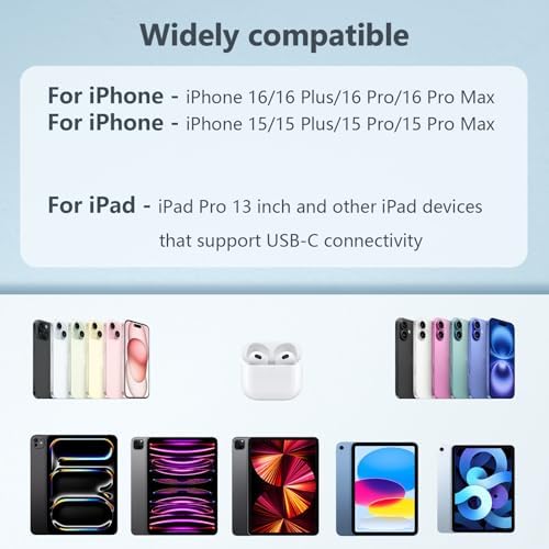 20 W USB-C Fast Charger with 10 FT Cable for Ultimate Device Compatibility – Efficient Charging Solution for Air Pods Pro 2, Air Pods Max 2, and i Phone 15/16 – High-Performance Wall Adapter for Unmatched Flexibility and Rapid Power Delivery