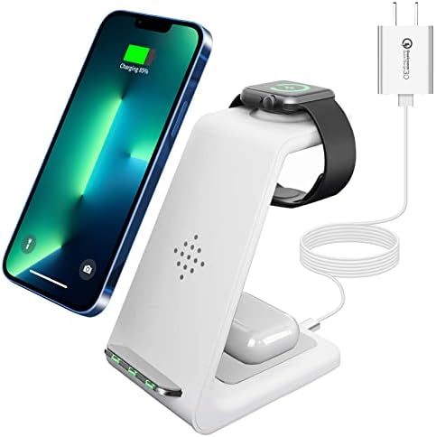 Revolutionize Your Charging Setup with the Advanced 3-in-1 Fast Qi Wireless Charger Stand – Sleek Dock for i Phone 13/12/11/X/8, Apple Watch & Wireless Earbuds – Rapid Power Delivery with Smart Safety Features for Effortless Connectivity