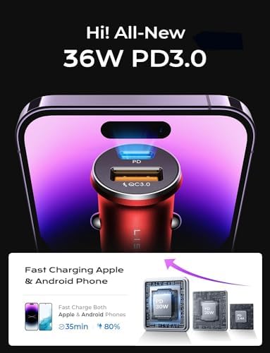 LISEN 2-Pack Ultra Compact 48 W USB C Car Charger Adapter – All Metal Fast Charge Cigarette Lighter USB Charger for i Phone 15, 14 Pro Max, Galaxy S23/22, i Pad Pro – Smallest Flush Design for Seamless Integration and Enhanced Speed