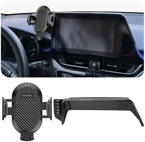 Toyota C-HR 2019-2022 Car Phone Holder with Glasses Case – Secure 360-Degree Rotation Mount for 4.7-7 inch Phones, Thick Case Compatible, Perfect Fit for 8-Inch/9-Inch Screens – Enhance Safety & Organization on the Road