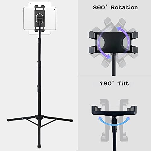 Height-Adjustable Raking Tablet Floor Stand – 360° Rotating Tripod for i Phone, i Pad Mini/Air/Pro & All 5.5-12.9 Inch Devices – Ultimate Hands-Free Viewing & Productivity Booster
