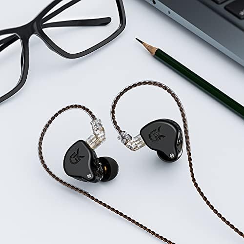G.K Hybrid Driver Wired Earbuds with Microphone – Premium 7 BA + 1 DD Stereo Sound Isolation Earphones for Musicians, DJs, and Gamers – Noise Cancelling IEM with Detachable 3.5 mm Audio Cable – Sleek Silver Design for Enhanced Compatibility and Durability