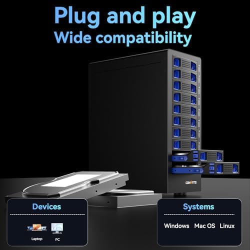 Sleek Aluminum Dual Bay Hard Drive Enclosure with Cooling Fan for 2.5”/3.5” SATA HDD/SSD – Tool-Free USB A/C 3.0 External Storage, Hot-Swappable, Daisy Chain Expansion – Ultimate Data Solution for Professionals and Casual Users