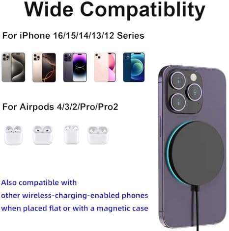 Enhance Your Charging Experience with the Premium 15 W Mag Safe Wireless Charger – LCD Display, Magnetic Fast Charging Pad for i Phone 12-16 Series, Sleek Glass Design, USB-C Port, Perfect for On-the-Go Power Solutions