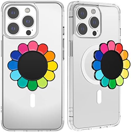 Metisinno Iridescent Magnetic Base for Mag Safe: Enhance Your Phone Experience with Rainbow-Compatible Pop Socket Attachment – Perfect for i Phone 16, 15, 14, 13, and 12 Series Cases, Effortless Magnetic Grip and Fast Charging Solution