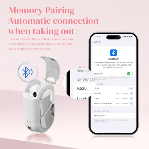 Stylish Rose Gold Heart Wireless Earbuds for Girls – Mini Bluetooth Earbuds Designed for Small Ears, Perfect for Kids & Women – Lightweight, Comfortable Fit with Superior Sound Quality for i Phone & Android, Ideal for Travel & Everyday Use