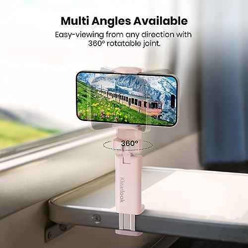 2 Pack Klearlook Universal Airplane Phone Holder – 360° Rotating Airplane Phone Mount for Travel, Desk & Flight Use | Handsfree Adjustable Phone Stand | Travel Essentials Accessories – Enhanced Compatibility and Speed