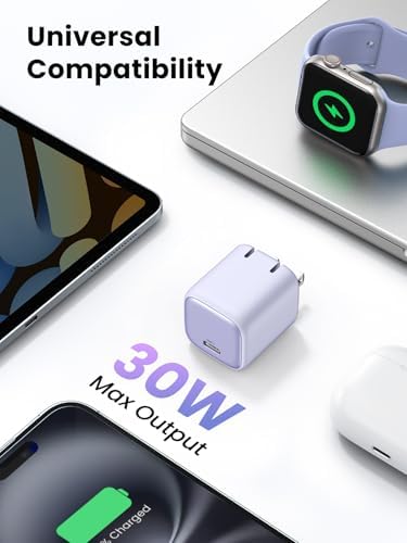 Ultra-Fast UGREEN 30 W USB C Charger – Foldable Ga N Power Adapter for i Phone 16/15/14/13 & Galaxy S25/S24/S23 – Compact Wall Charger with Programmable Power Supply for Optimal Charging Performance – Perfect for Travel & Everyday Use