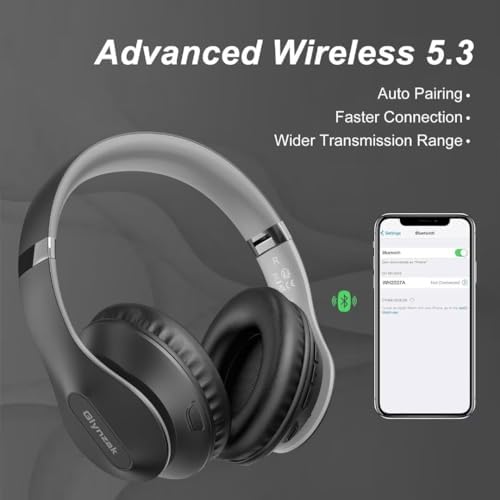 Transform Your Listening Experience: Glynzak Premium Wireless Over-Ear Headphones with 65-Hour Playtime, Hi-Fi Stereo Sound, and Custom EQ Settings – Perfect for Travel, Gaming, and Daily Use