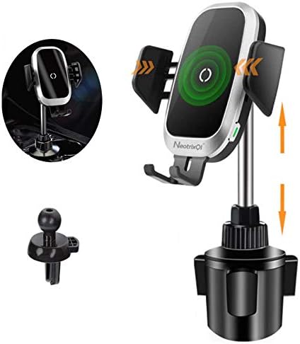 Innovative Wireless Car Charger with Auto-Clamping Cup Holder Design – Rapid Charge for i Phone 16 Pro Max & Samsung Galaxy S24 Ultra – Versatile Air Vent Mount for Safe Hands-Free Navigation and Enhanced Accessibility