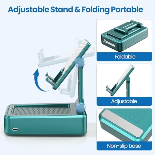 Transform Your Multimedia Experience with the JTEMAN Adjustable Tablet Stand Featuring Bluetooth Speakers – Versatile Kitchen Gadget and Perfect Gift for Him or Her – Wireless Charging Station for Phones and Tablets, Enhanced Compatibility for All Devices