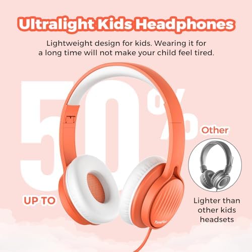 Tune Flux Safe Sound Kids Headphones – Wired Toddler Audio Gear with 85 d B Volume Limiting for Hearing Protection – Comfortable Foldable Design in Purple for School, Travel, and Tablet Use – Premium Stereo Sound for Young Listeners