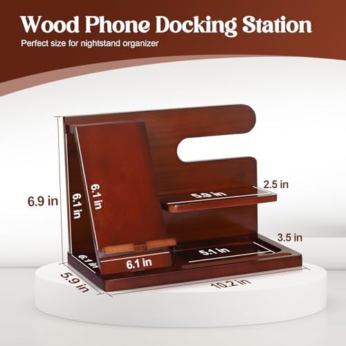 Gifts for Men Him Husband, Stocking Stuffers for Man Him, Christmas Mens Gift, Wood Phone Docking Station, Groomsmen Gift, Anniversary Fathers Day Birthday Gifts for Man Husband Boyfriend – Enhanced Compatibility and Speed