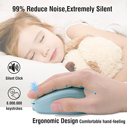 Sleek Silent Rechargeable Wireless Mouse – Ergonomic Light Green Design for Laptop, i Pad, Mac Book, Surface Pro, and More – Perfect for Travel and Everyday Use with Dual Mode Bluetooth Compatibility