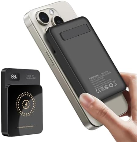 Magnetic Wireless Power Bank 10000 m Ah – 22.5 W Fast Charger for i Phone 16/15/14/13/12 Series with Built-in LED Display – Versatile Travel Power Solution for Samsung, Google, and More – Lightweight Design with Multi-Device Charging Capability and Intelligent Digital Readout for On-the-Go Convenience