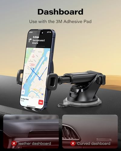 Ultimate APPS2 Universal Car Suction Cup Phone Mount – Secure Dashboard Holder for i Phone & Samsung – 360° Rotation, Sticky Gel Pad for Enhanced Stability – Effortless Installation & Hands-Free Navigation – Ideal for All Smartphone Models