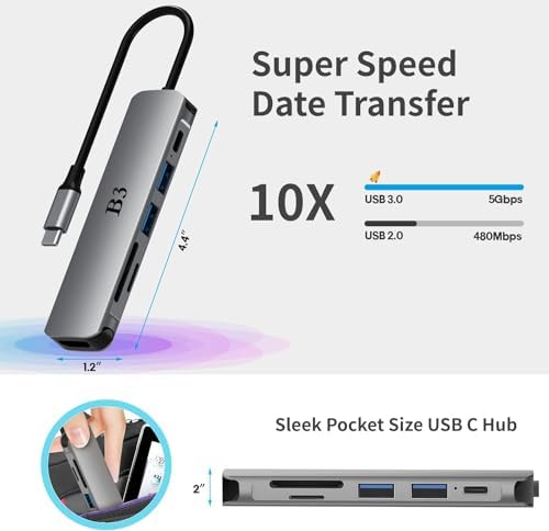 Maximize Your Device Connectivity with Our 7-in-1 USB C Hub to HDMI Adapter – High-Speed Multi-Port Dongle for Mac Book Pro, i Pad Pro, Surface & More – 4 K HDMI Output, 100 W Power Delivery, USB 3.0/2.0, SD/TF Card Readers for Effortless Data Transfer and Enhanced Productivity – Ideal for Professionals & Creatives Seeking Reliable Performance and Seamless Multi-Device Integration