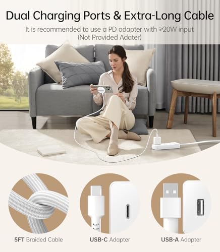 Elevate Your Charging Experience with Meifigno Qi2 Wireless Charger: 15 W Fast Magnetic Charging for i Phone 16 Pro Max/15/14/13/12 & Air Pods, Features Metal Kickstand for Optimal Viewing, Includes 5 ft Durable USB C/A Braided Cable, Sleek White Design for Modern Aesthetics