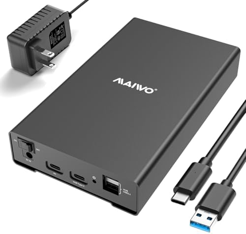 MAIWO 24 TB External Hard Drive Enclosure for 2.5″ & 3.5″ SATA HDD/SSD – High-Speed USB 3.0 Adapter with UASP Technology, Durable Aluminum Alloy Case for Optimal Heat Dissipation and Enhanced Data Transfer Performance