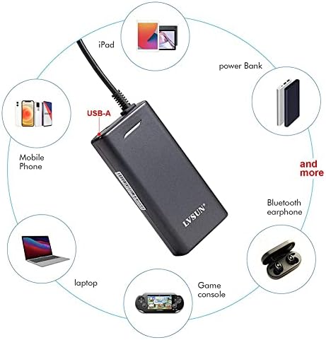 Universal 90 W Slim Laptop Charger with USB Port – Versatile AC Adapter for Dell, Lenovo, Toshiba, Acer, Asus, and More – Quick Charge Power Supply for Laptops, Tablets & Mobile Devices – Safe & Portable Design with 12 Tips and 1-Year Warranty