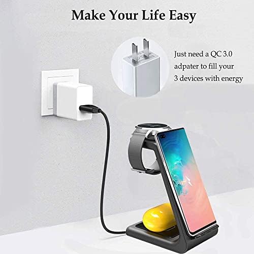 YOCUNKER 3-in-1 Wireless Charging Station Dock – Ultimate Fast Charging Solution for Galaxy Devices Including Watch 5/4/3/2, Buds Pro Plus, and S22/S21/S20 Series – Compact Design for Seamless Connectivity and Organized Workspace