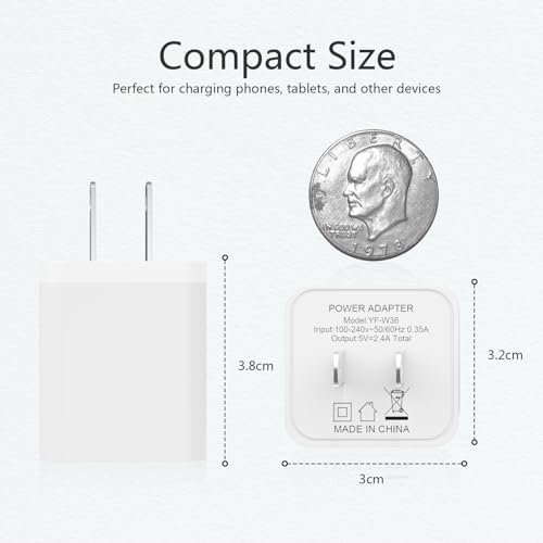 i GENJUN 5-Pack Dual USB Wall Charger – Ultra-Compact 2.4 A Fast Charging Adapter for i Phone 15 Series, Samsung Galaxy, Google Pixel, LG & Android Devices – Efficient Multi-Device Charging Solution for Home and Travel – Reliable Power Plug for On-the-Go Charging Needs