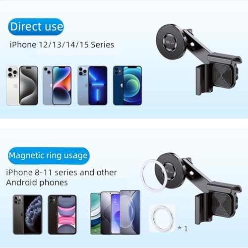 Phone Mount for Tesla Model 3 Accessories,Strongest Magnet Power Magnetic Car Phone Holder Mount for Tesla Model Y Accessories,for All iPhone & Android Phones with Magnetic Ring (Black, M) – Enhanced Compatibility and Speed