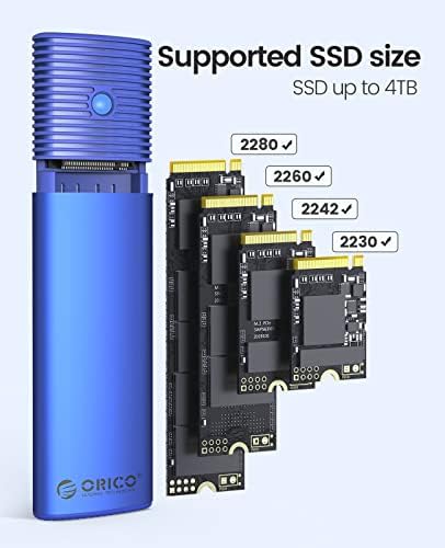 ORICO Tool-Free M.2 NVMe SATA SSD Enclosure Adapter – High-Speed USB-C 3.2 Gen 2 External Drive for 2230/2242/2260/2280 M.2 SSDs – Durable Aluminum Case with UASP & TRIM Support for Optimal Performance – Portable Data Storage Solution