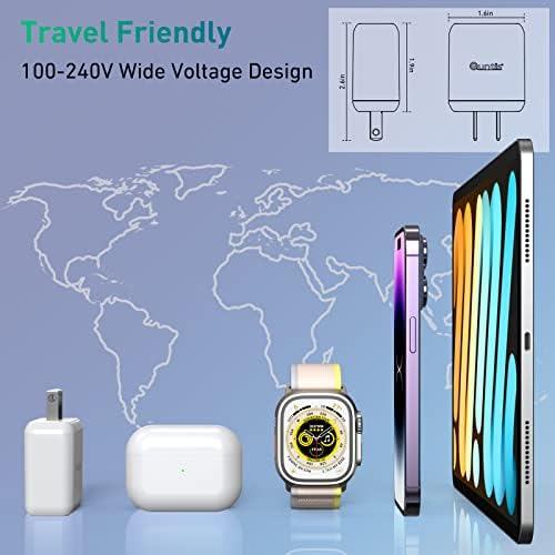 Quntis 20 W High-Speed i Phone Charger Block with 6 FT USB-C to Lightning Cable – Rapid Charging Solution for i Phone 14, 13 Pro, Max, Mini, 12, 11, XS, XR, X, and i Pad – Compact, Durable, and MFi Certified for Optimal Performance