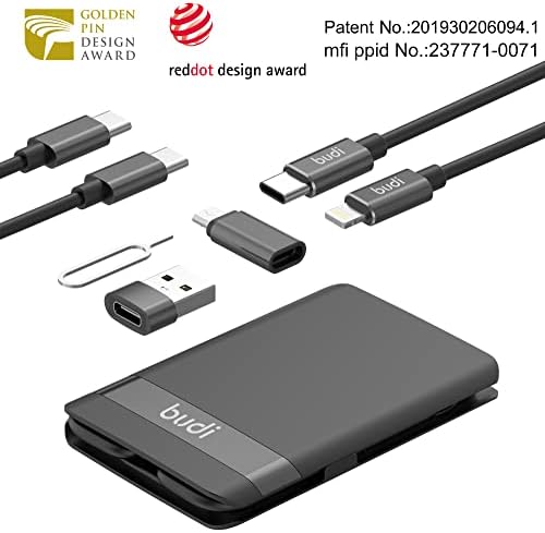 BUDI MFi Certified USB Type C Cable and Versatile Adapter Set – Premium Charging and Data Transfer Solution with Three USB Adapters and Travel Storage Box for Ultimate Convenience and Compatibility Across Devices