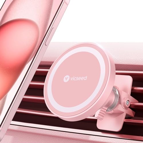 VICSEED Mag Safe Car Mount – Ultimate Magnetic Phone Holder for i Phone 16 Pro Max, 15, 14, 13, 12 Plus & Mini | 360-Degree Adjustable Vent Clip for Enhanced Safety & Convenience | Powerful Magnet for Unmatched Stability & Effortless Hands-Free Navigation | Sleek Design for Modern Vehicles
