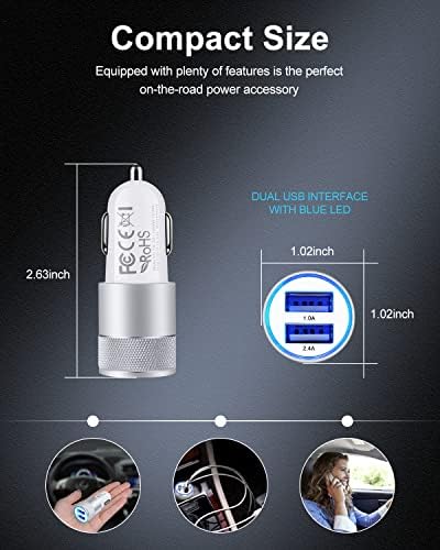 Rapid Charge Dual USB Car Charger Set – 2-Pack, 3.4 A High-Speed Adapter for i Phone 15/14/13/12/11 Pro Max & Samsung Galaxy S23/S22/S21 – Compact Design with Enhanced Safety and Compatibility for Effortless On-the-Go Power Solutions