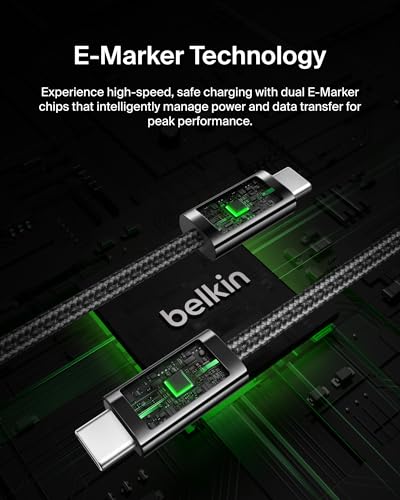 Belkin USB C to USB C Cable 2-Pack – 6.6 ft High-Speed Charging Solution for i Phone 16, Galaxy S25, Mac Book, and More – Durable Braided Design with 240 W Power Delivery for Ultimate Performance – Flexible and Stylish Charging Cords for Home, Office, and Travel