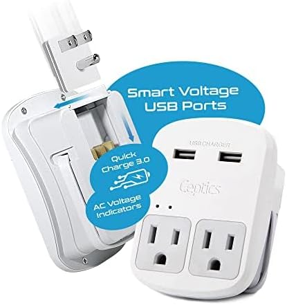 Global Travel Power Adapter – Ceptics 6-in-1 Charger with Dual USB-A & Triple USB-C Ports for Lightning-Fast Charging – Universal Compatibility for USA, EU, UK & AUS Electronics – Ideal for Smartphones, Laptops & Cameras – UP-30 KU-BL for Efficient Multi-Device Charging Solutions