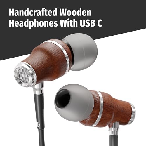 Elevate Your Audio Experience with Symphonized Premium Wooden Wired Earphones – USB C, Deep Bass & 3 D Sound, Enhanced Noise Cancellation (90%) for i Phone 15-16 & Android Devices – Perfect for Music Lovers and Professionals Seeking Superior Sound Quality