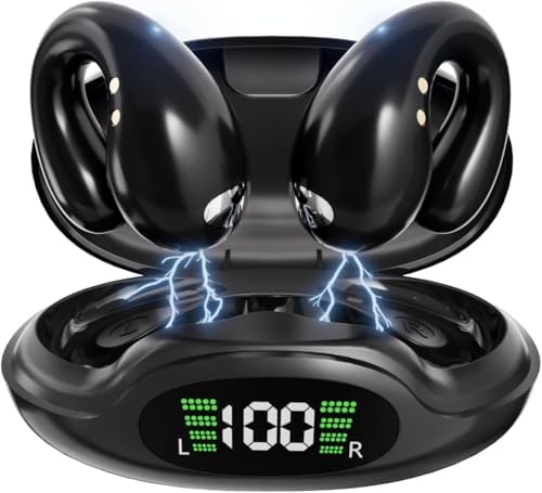 Elevate Your Active Lifestyle with Bluetooth 5.3 Bone Conduction Headphones – 60-Hour Battery Life, IPX7 Waterproof Rating, and Secure Clip-On Design for Ultimate Comfort and Safety – Perfect Open-Ear Sports Earbuds for Enhanced Awareness and Seamless Connectivity