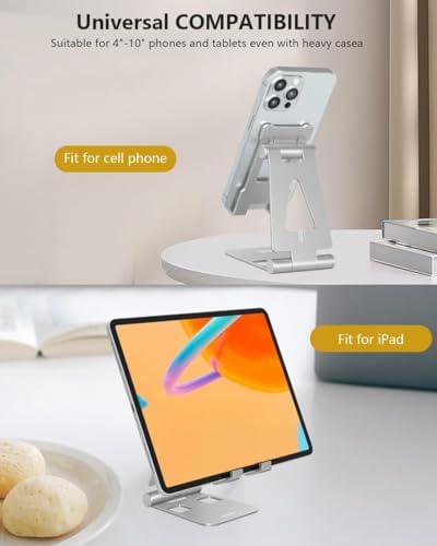 Cell Phone Stand for Desk, Adjustable Desktop Phone Holder Stand, Foldable Moblie Phone Dock for iPhone 15 14 13 12 11 Pro Xs Max Xr X 8 7 6 5 5s SE Nintendo Switch All Phones, Rose Gold – Enhanced Compatibility and Speed