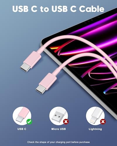 20 W Fast Charger Bundle for i Phone 16 Series & i Pad Models – Dual USB-C Wall Charging Blocks with 3 FT Cable for Lightning-Fast Device Power-Up and Enhanced Compatibility with Air Pods – Ideal for Busy Lifestyles and Travel