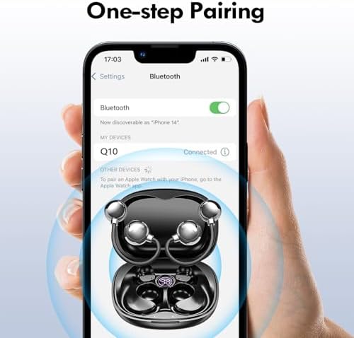 Kurdene Adjustable Fit Open Ear Wireless Bluetooth Earbuds – Sweatproof Sports Headphones with Long Battery Life and Digital Battery Indicator for Optimal Sound Clarity – Perfect for Active Lifestyles and Outdoor Adventures – Sleek Black Design