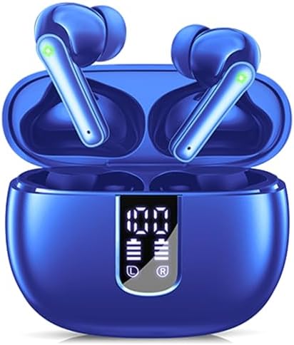 Revolutionary Bluetooth 5.3 Wireless Earbuds – 48-Hour Playtime, Ergonomic Comfort & IPX7 Waterproof – Ultimate Sound Quality for Active Lifestyles, Seamless Connectivity for i Phone, Android & Laptops with Clear Call Functionality and LED Charging Case