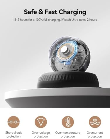 Revolutionize Your Apple Watch Charging with NEWDERY Portable Fast Wireless Magnetic Stand – Retractable USB-C Cable for Ultra, Series 1-10, SE Models, Sleek & Compact Design for Ultimate Mobility and Efficient Power-Up