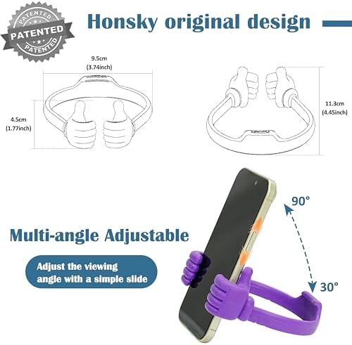 HONSKY 3361942 Thumbs Up Adjustable TPU Mobile Stand – Versatile Multi-Angle Holder for Phones & Tablets – Chic Blue & Black Design – Perfect for Hands-Free Viewing at Home or Office – Lightweight, Durable, and Effortless to Transport